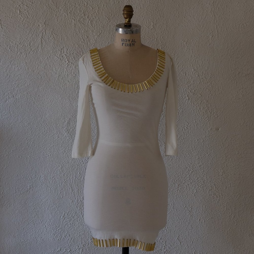 NWT White Dress with Gold Details